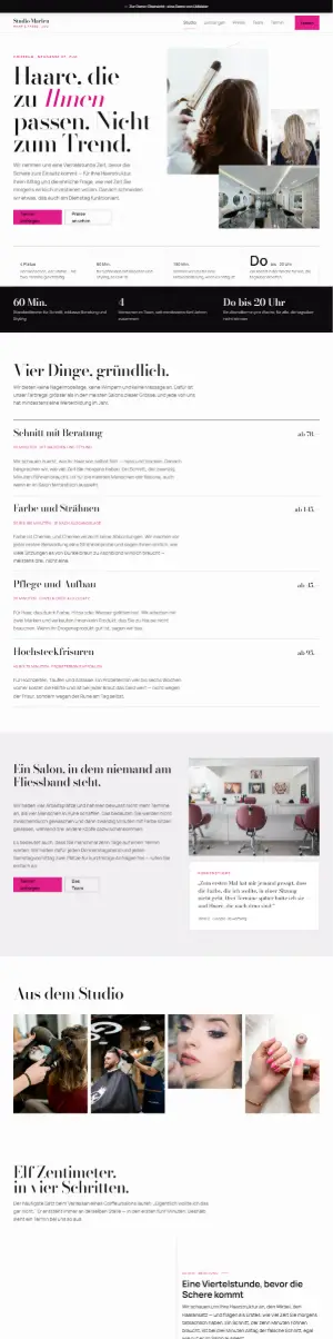 Vorschau der Demo-Website Studio Marlen, Coiffeur und Beauty